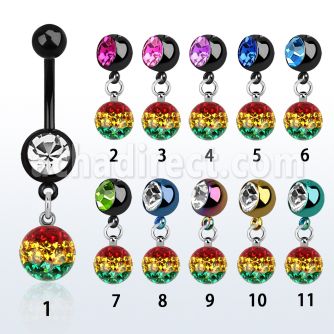 mdkfr8r pvd 316l steel belly banana w dangling rasta ferido ball