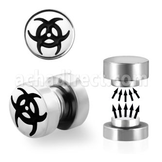 mip13 316l steel magnetic fake plug w bio hazard logo