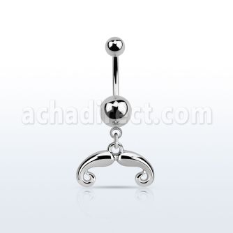 msd516 316l steel belly banana w dangling french mustache