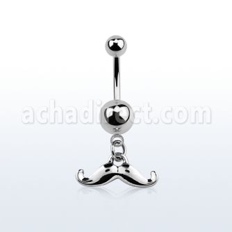 msd517 plain steel belly banana with dangling happy mustache
