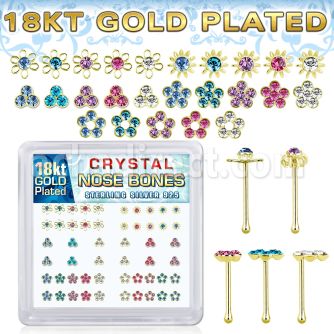 nbbxm7mg 18k gold plated silver nose bones color flower