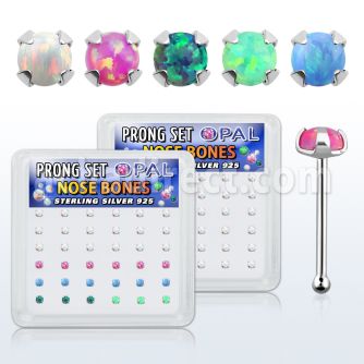 nbpo2 box w 36 pc of 925 silver nose bones w 2mm opals