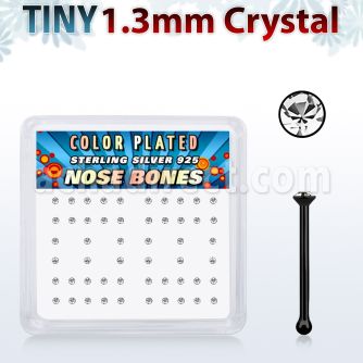 nbrb6xc box w black silver nose bone w 1 25mm round crystals