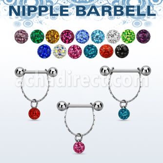 npdl30 steel nipple barbell w chain multi crystal ball