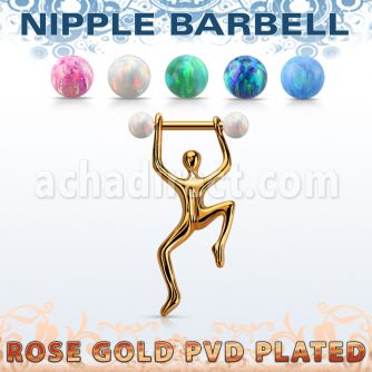 npttd13 rose gold nipple barbellw opal balls hanging man 