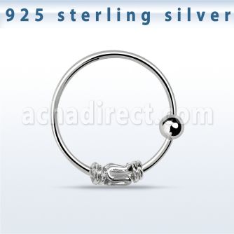 nr15 sterling silver nose hoop with balinese wire design