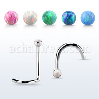 nscop18 steel nose screw, 18g w 1.5mm round synthetic opal top