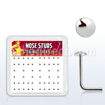 nsmx3 box w 52 pcs. of silver nose studs w 2mm flat round tops
