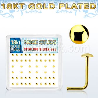 nsmx3rg 18k gold plated silver nose studs w 2mm flat round tops