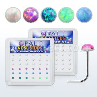 nso2 box w 36 pc of 925 silver nose studs w 2mm opals glued