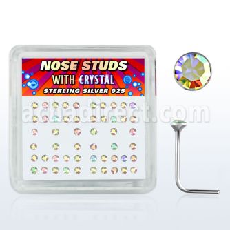 nsrdbxab box of silver nose studs with 1 5mm clear ab crystals