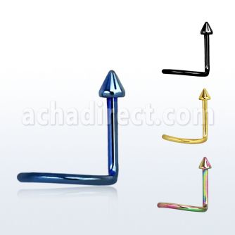 nstcn anodized 316l steel nose stud with 2mm cone shaped top