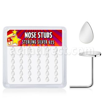 nsvdr36 925 sterling silver nose studs teardrop shaped tops