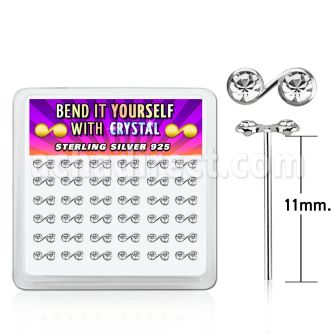 nymsbxc box silver bend it nose studs w music note top w crystal