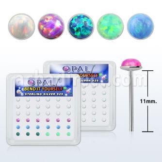 nyo25 box w 36 silver bend it nose studs w 2.5mm opals glued