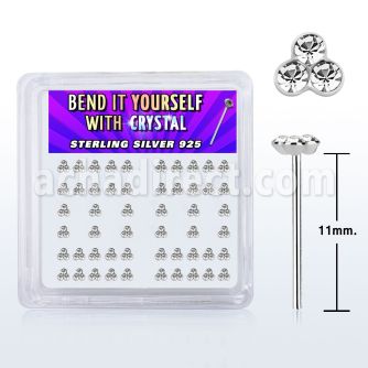 nytrc box w silver bend it nose studs w clear tri crystals