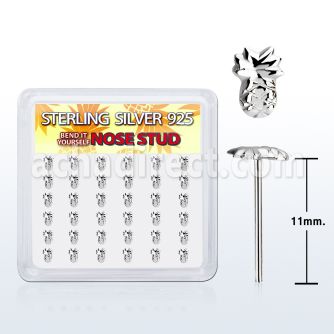 nyvpa36 display w silver bend it nose studs w a pineapple tops