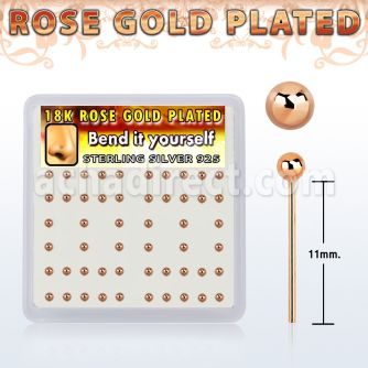 nyxrsb2 box w rose gold silver bend it nose stud w 2mm ball top