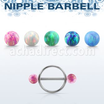 opnpe5 316l steel round nipple shield w 5mm synthetic opal ball