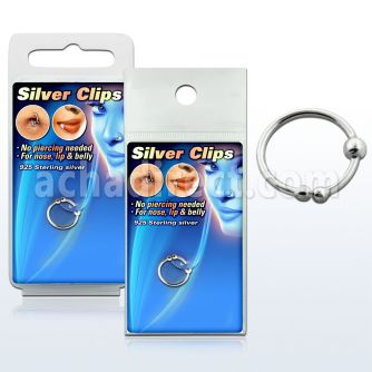 pksc6 non piercing 925 sterling silver nose clip with 2mm ball
