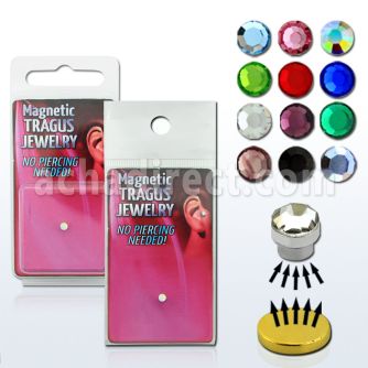 pktg1 magnetic non piercing tragus stud with crystal