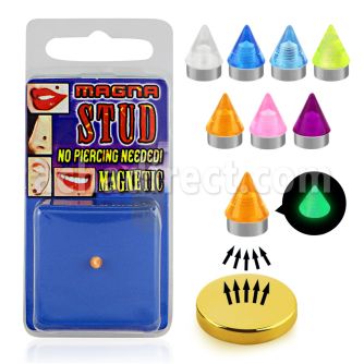 pmgln3 3mm cone glow acrylic fake magna stud w magnet backing