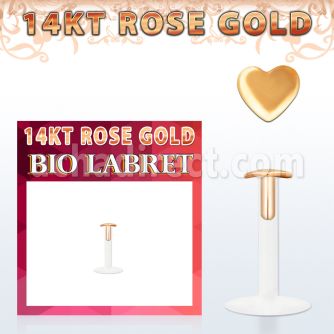 rbiht bio flex labret w 14kt rose gold top w a 2.5mm heart top