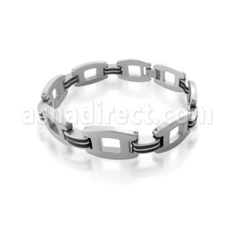 rsb108 steel bracelet w rectangular links matte hinges