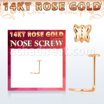 rsbt 14kt rose gold nose screw w a 2.5mm butterfly shaped top