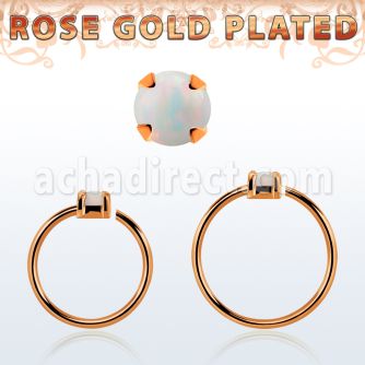 rsnho2 rose gold plated silver seamless nose ring w 2mm opal