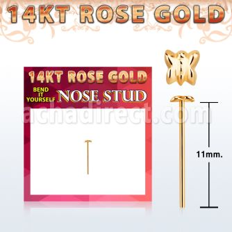 rysbt 14k rose gold bend it yourself nose stud butterfly top