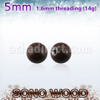 snball5 5mm sono wood ball with a 316l steel 1.6mm threading