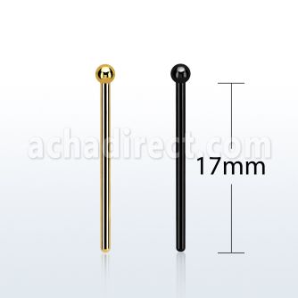 snybt18 pvd plated steel bend it nose stud w a 2mm ball top