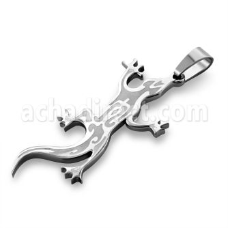 spd114 matte polished stainless steel lizard pendant