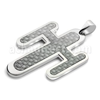 spd86 stainless steel cross pendant with carbon fiber inlay