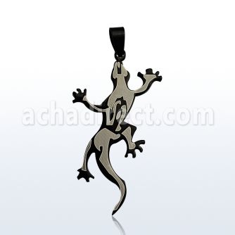 spdk9 black plated stainless steel lizard design pendant