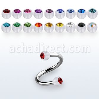 speajb4 steel spiral w 4mm bio flex balls w bezel set crystals