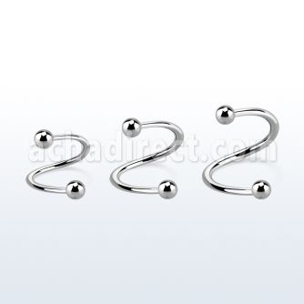 speb 316l steel eyebrow spiral 1 2mm with two 3mm balls