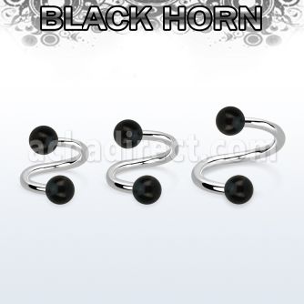 spwk5 organic spiral w 316l steel post w 2 5mm black horn ball