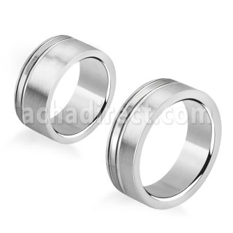 sr161 matte stainless steel band with two lined sides ring