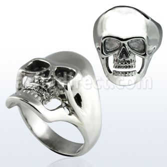 sr267 high polished stainless steel ring with skull figure