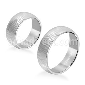sr297 matte stainless steel ring with black zebra stripes