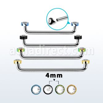 suditjf4 internal steel surface barbell w 2 4mm crystal tops