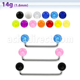 sudvb5 90 316l steel surface barbell w 5mm acrylic uv balls