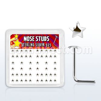 sxvsar box w silver nose studs with plain star shaped tops