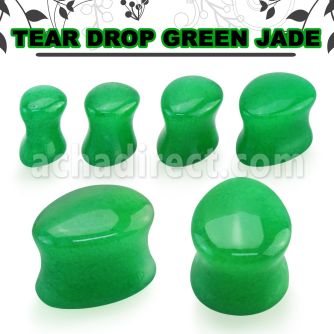 tgsa semi jade stone double flare saddle plug teardrop shape