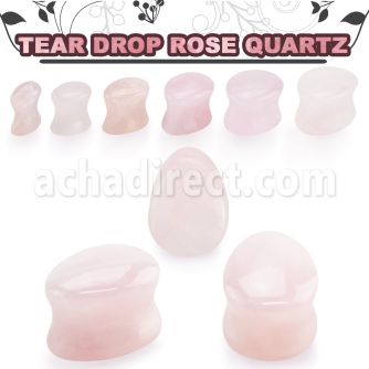 tgsb rose quartz double flare saddle plug teardrop shape