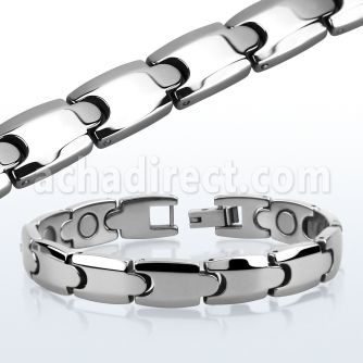 ub116 high polished tungsten bracelet with interlocking links