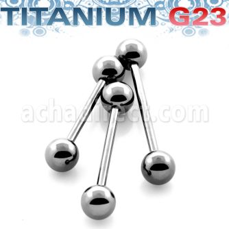 ubbbg titanium g23 barbell tongue bar with two 6mm balls