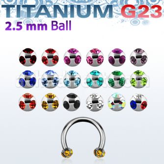 ucbemj25 titanium g23 circular barbell w 2 5mm multijewel balls